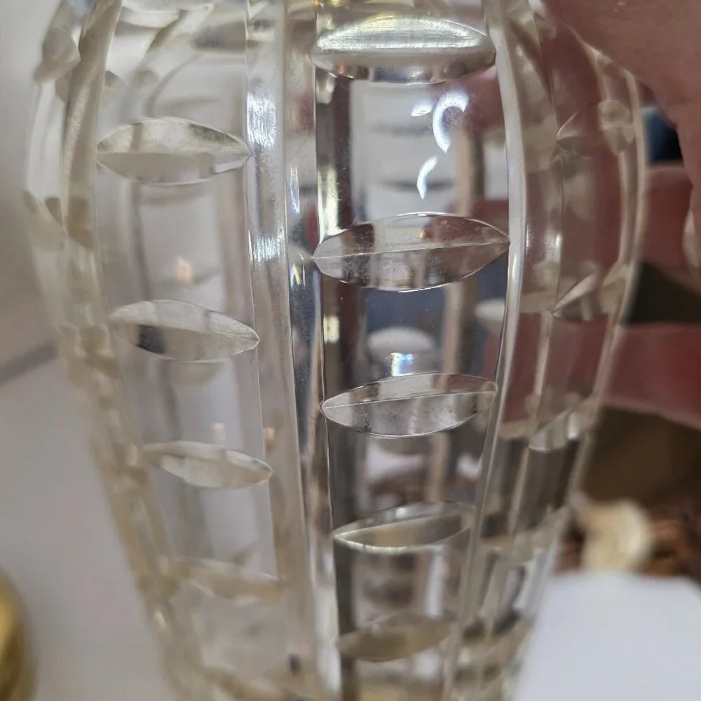 Pair of Two Lead Crystal Cut Heavyweight Lamps Boudoir
